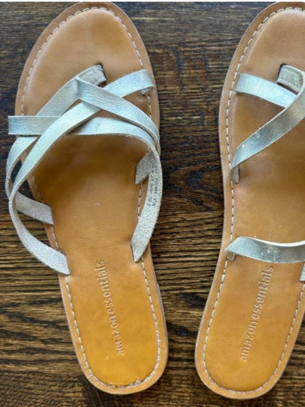 Amazon Essentials Metallic Gold Strappy Sandals Size 8.5